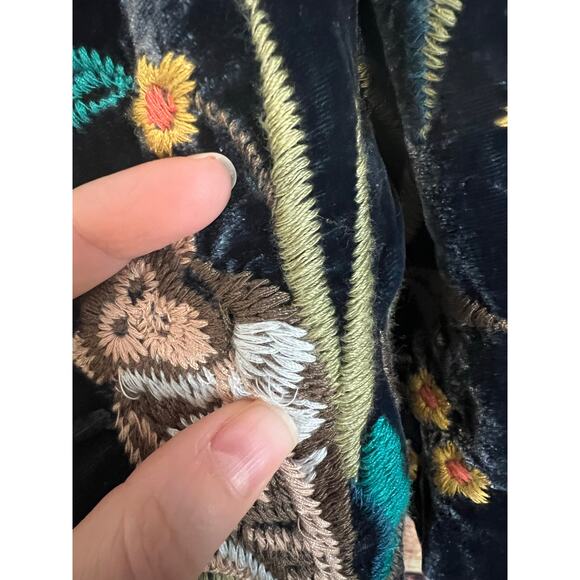 Johnny Was Gen Boho Velvet Floral Embroidered Kimono Jacket Cardi XS Fits S M L - Picture 9 of 10